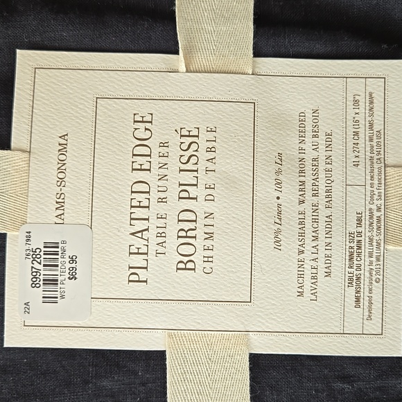 Williams Sonoma Black Linen Table Runner - Picture 2 of 5